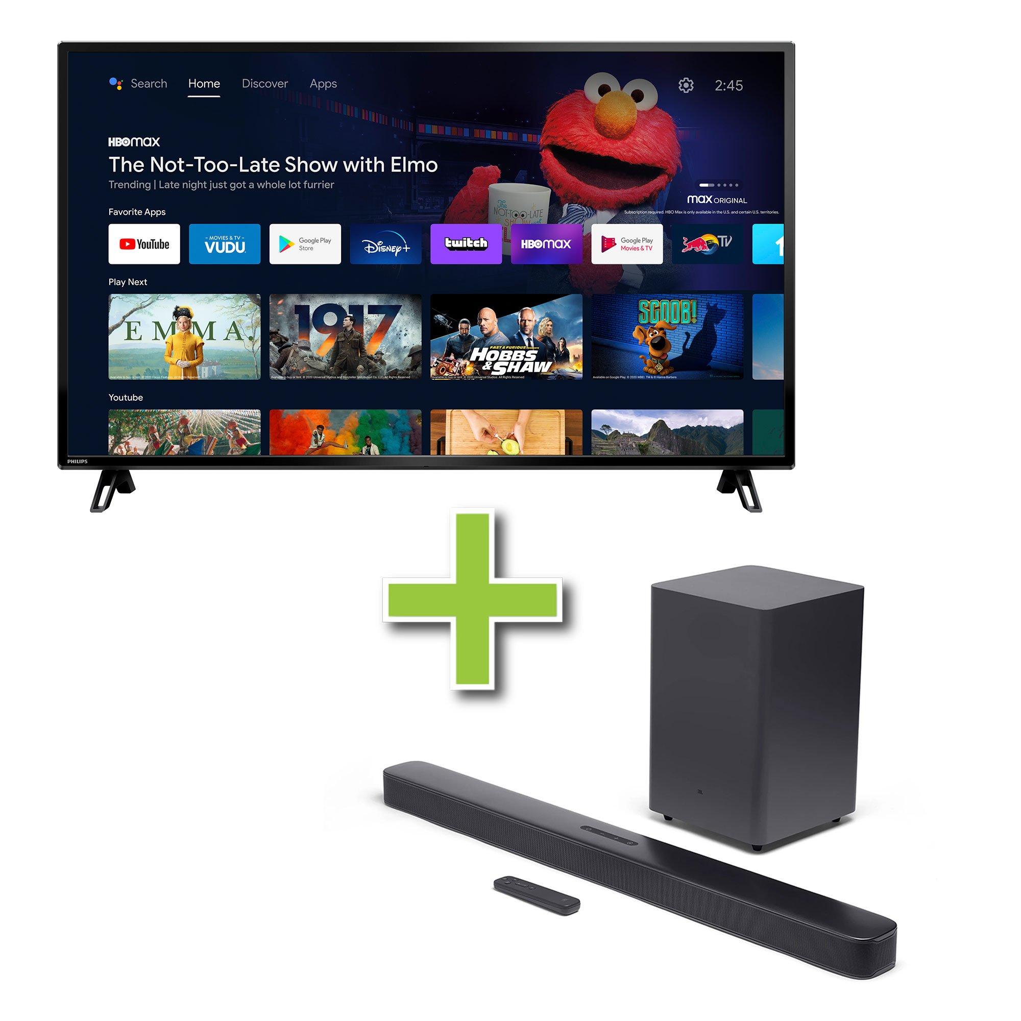 50" Philips 4K Ultra HD Smart TV & JBL 2.1ch Soundbar w/ Subwoofer