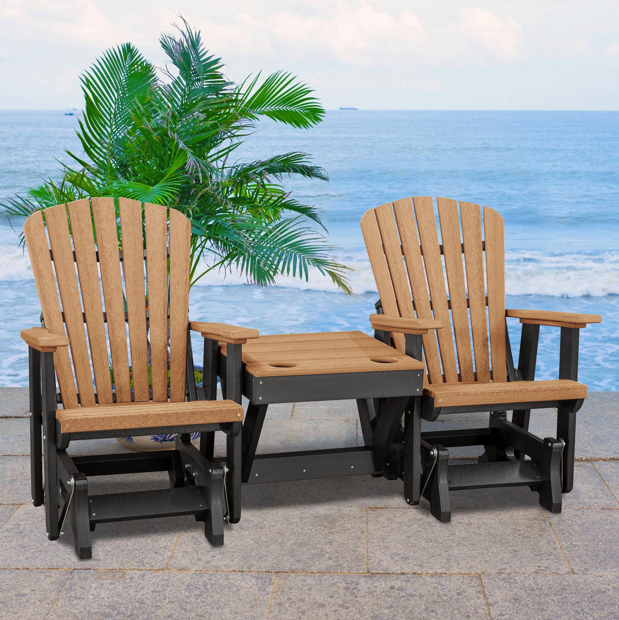 Double Glider w/Table - Cedar/Black