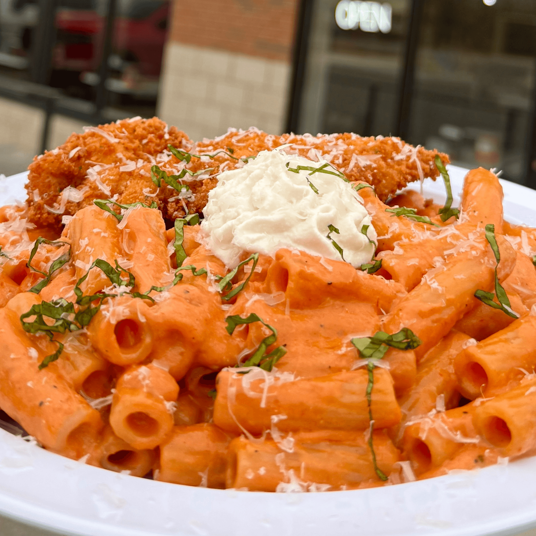 Alla Vodka Pasta-Chicken Cutlet