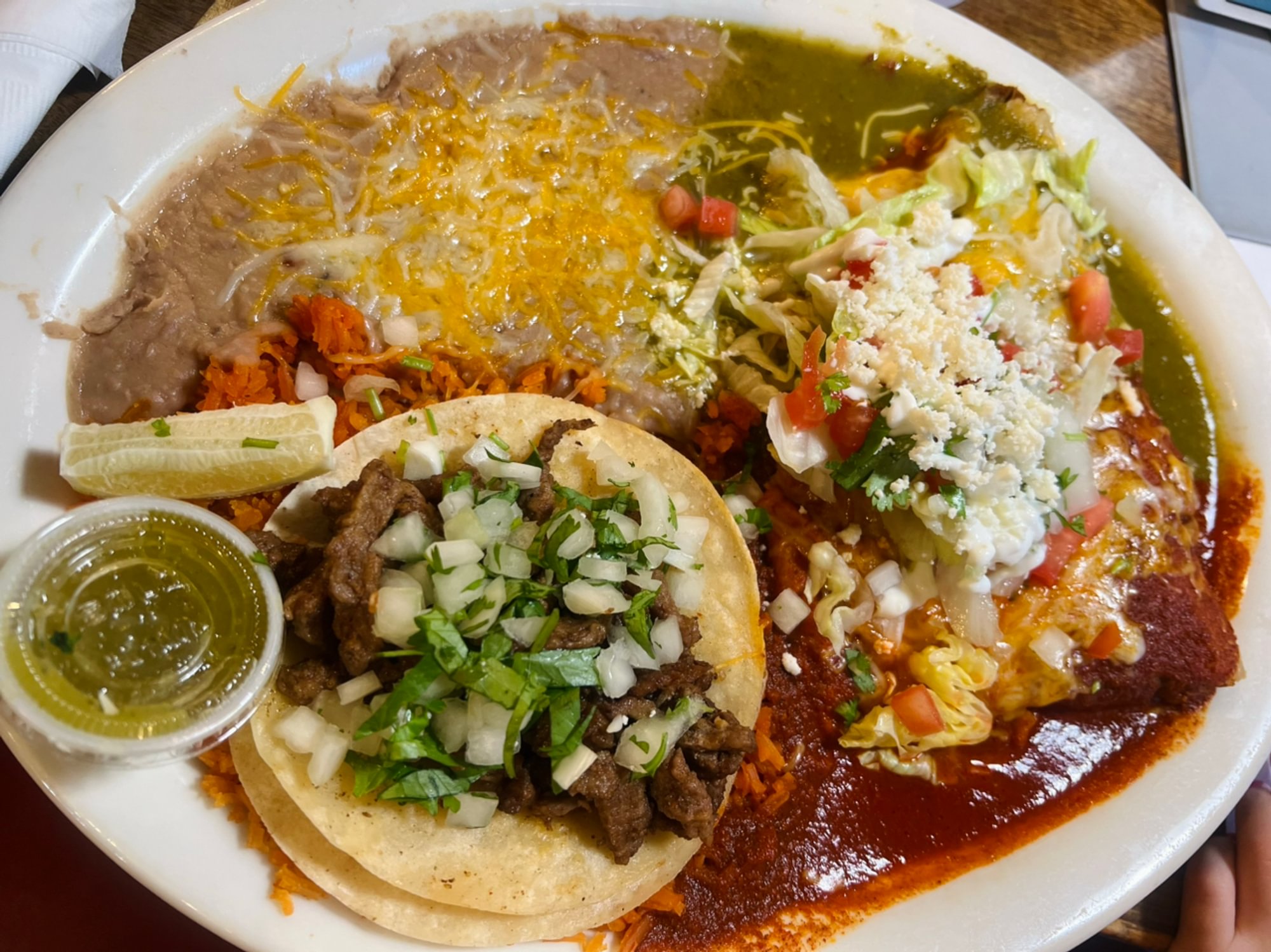 Enchilada, Tamal, Taco Combo