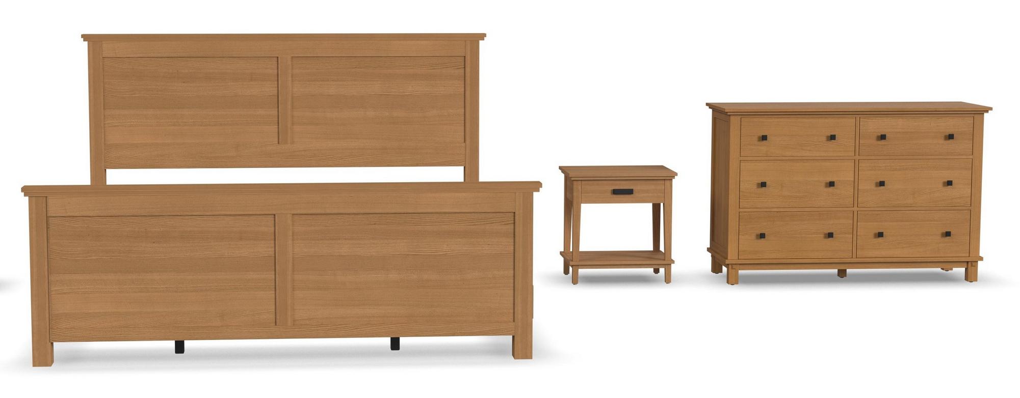 King Oak Park Bed w/Open Nightstand, Dresser