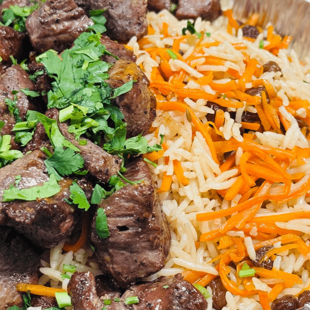 5. Tandoori Lamb Tikka/Kofta Kabob Over Pulao Rice