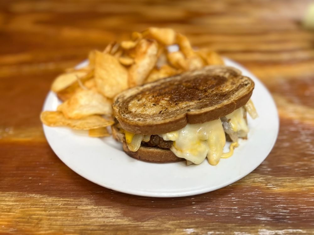 "Melt Down" Patty Melt on Rye