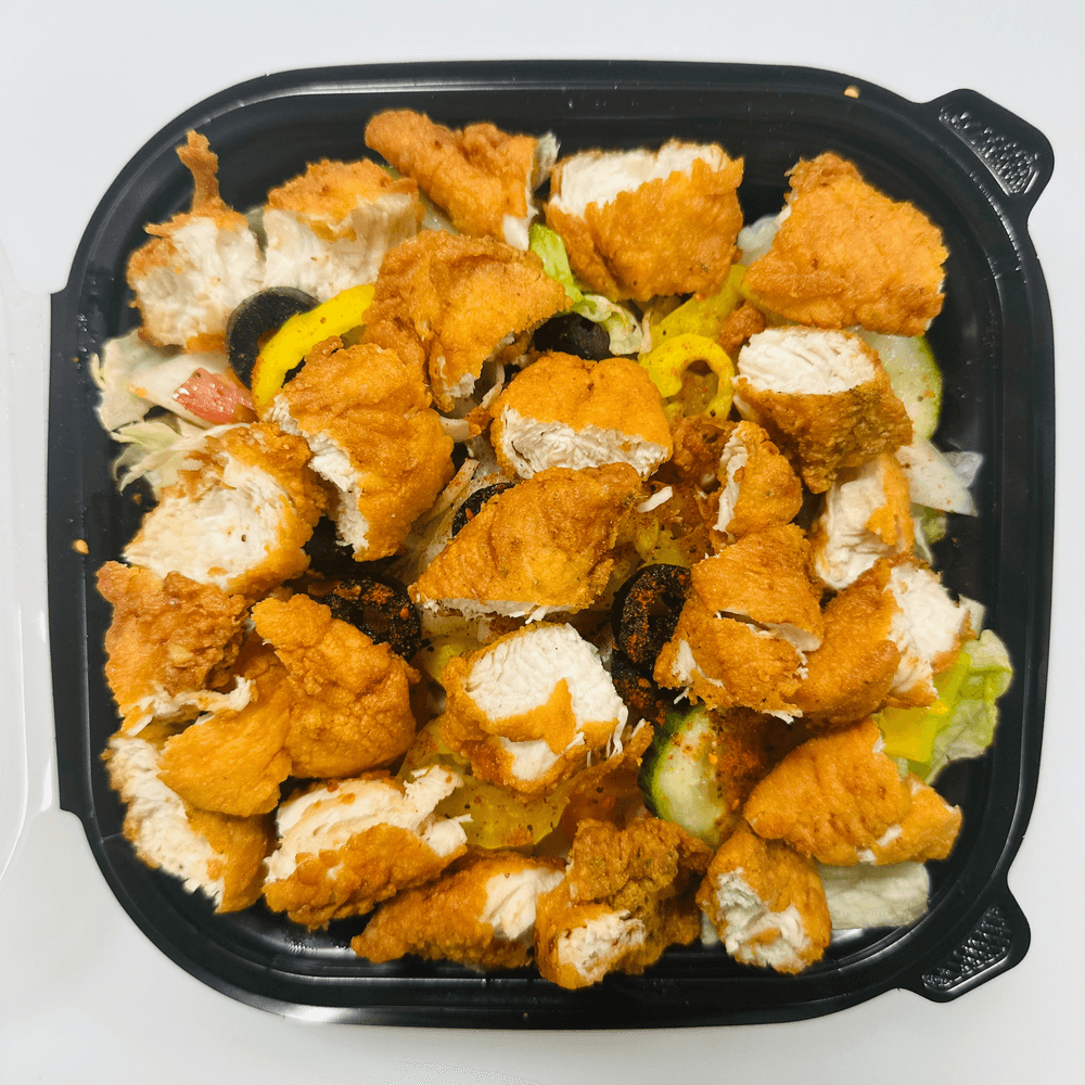 Fried chicken over rice