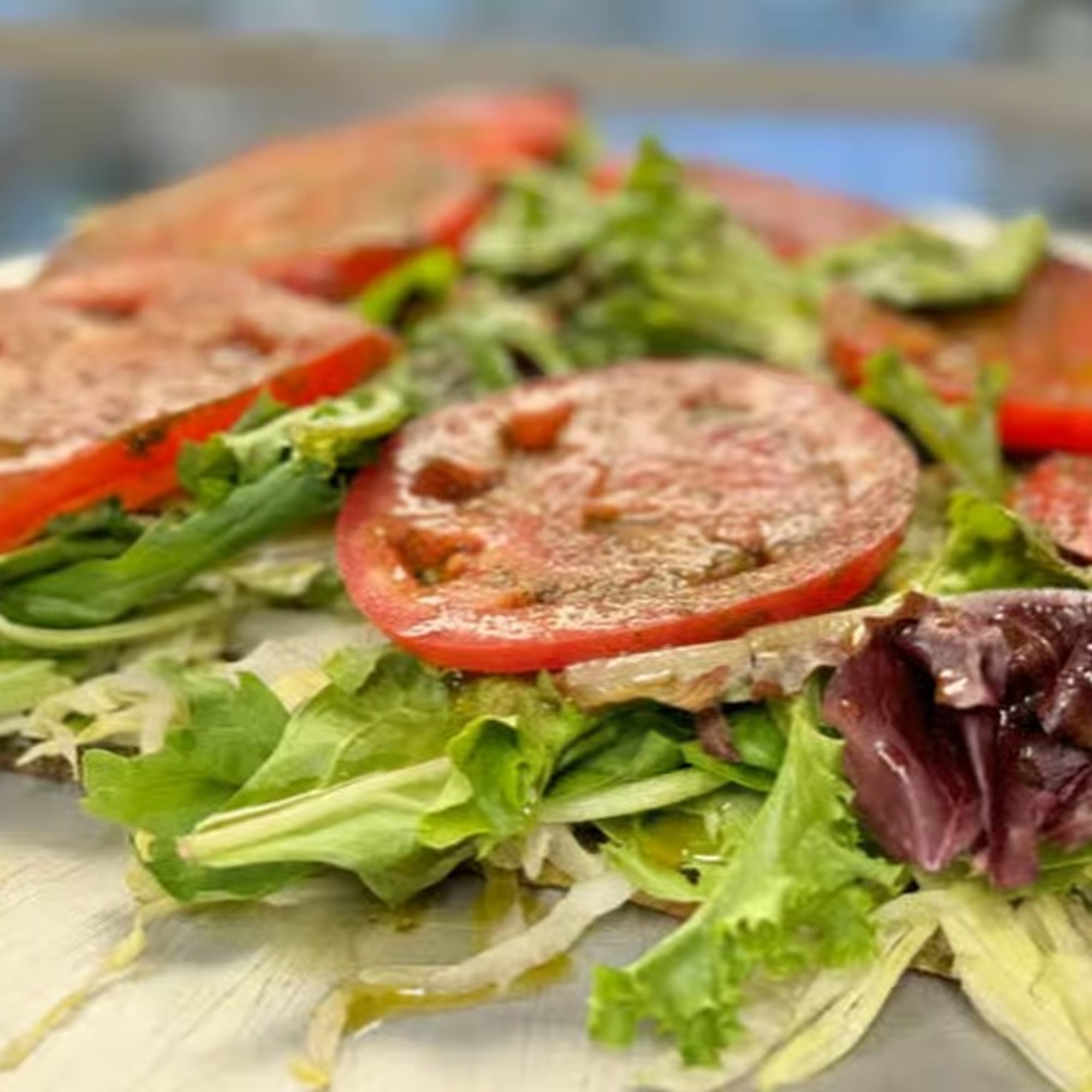 Salad Pizza with Pesto Crust