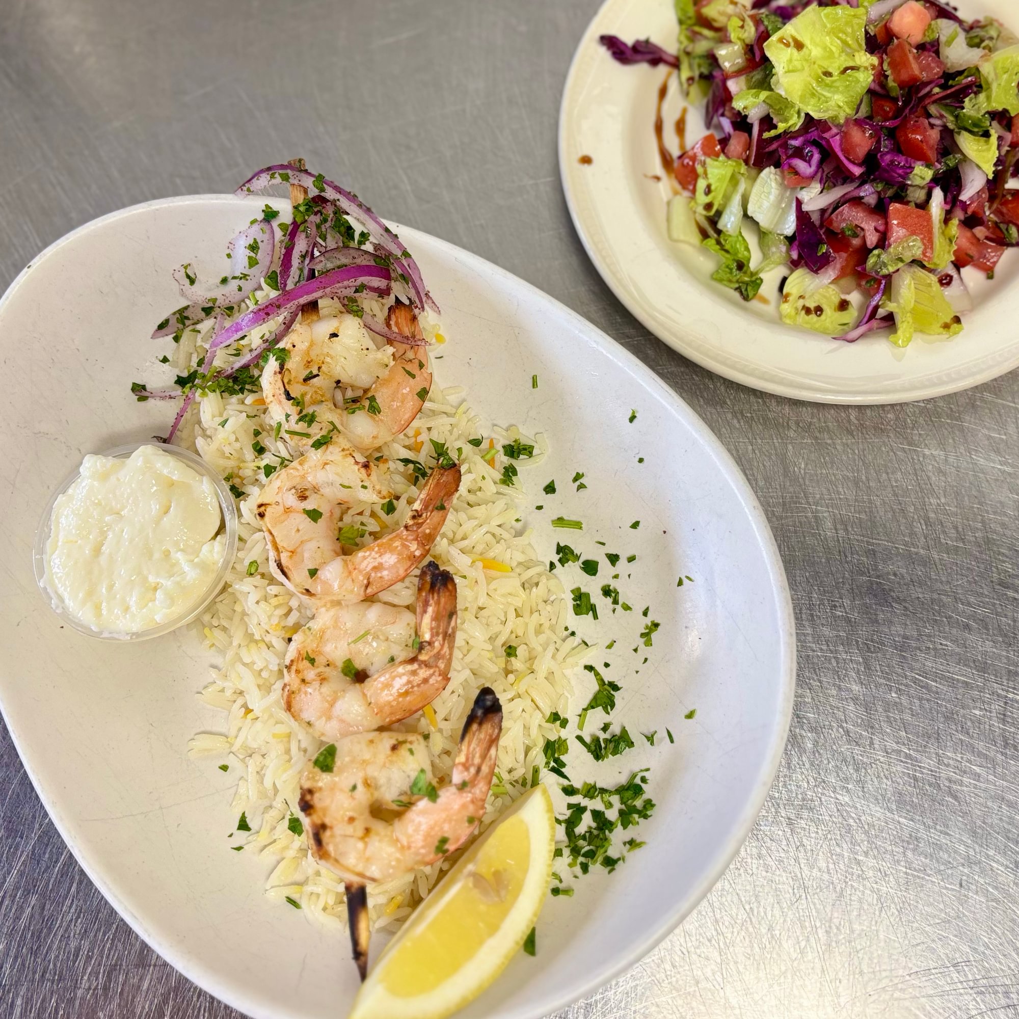 (LS) Shrimp Kebab Rice and Salad