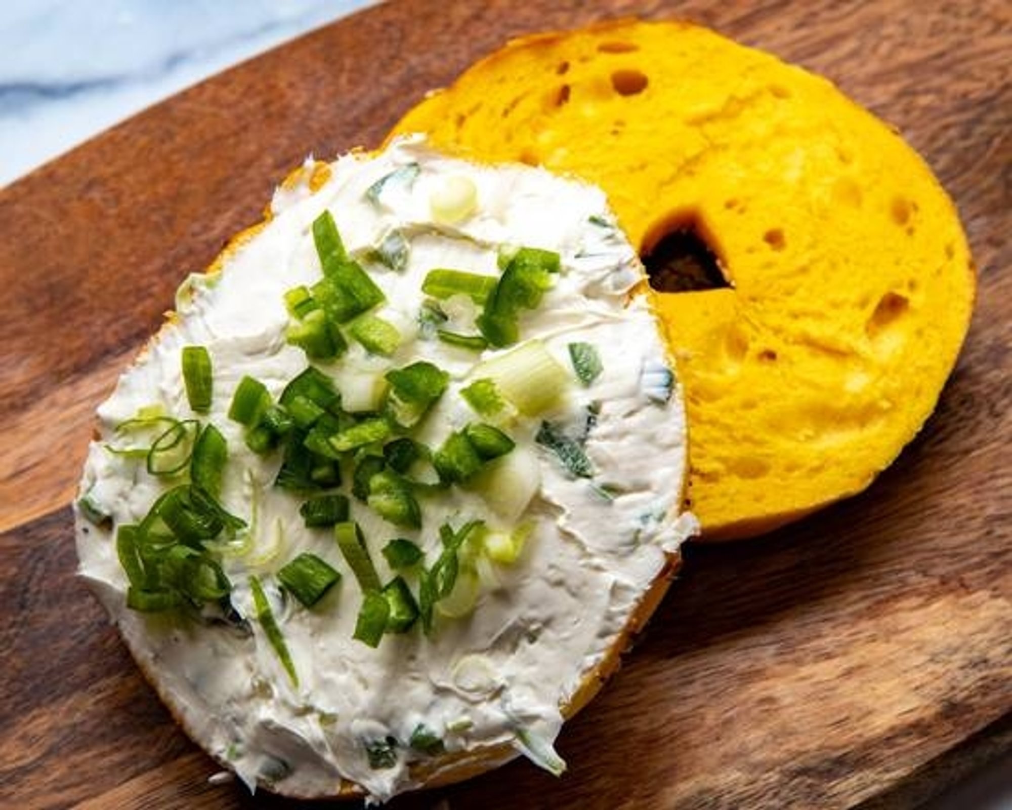 Low Fat Scallion Cc on a Bagel