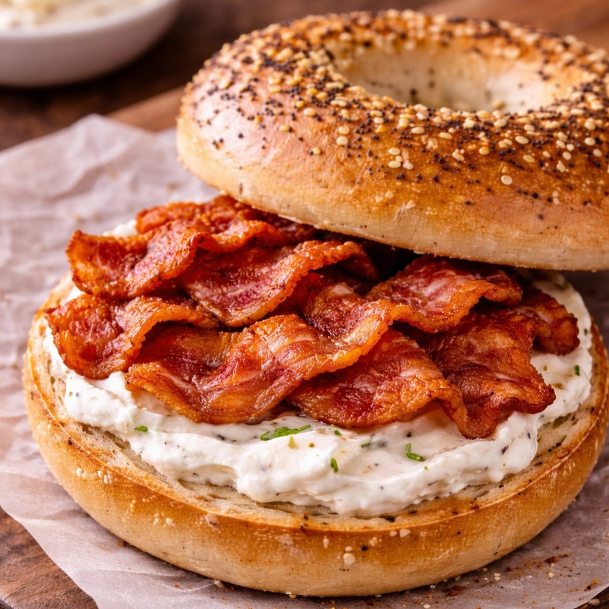 Bagel With Cream Cheese & Bacon