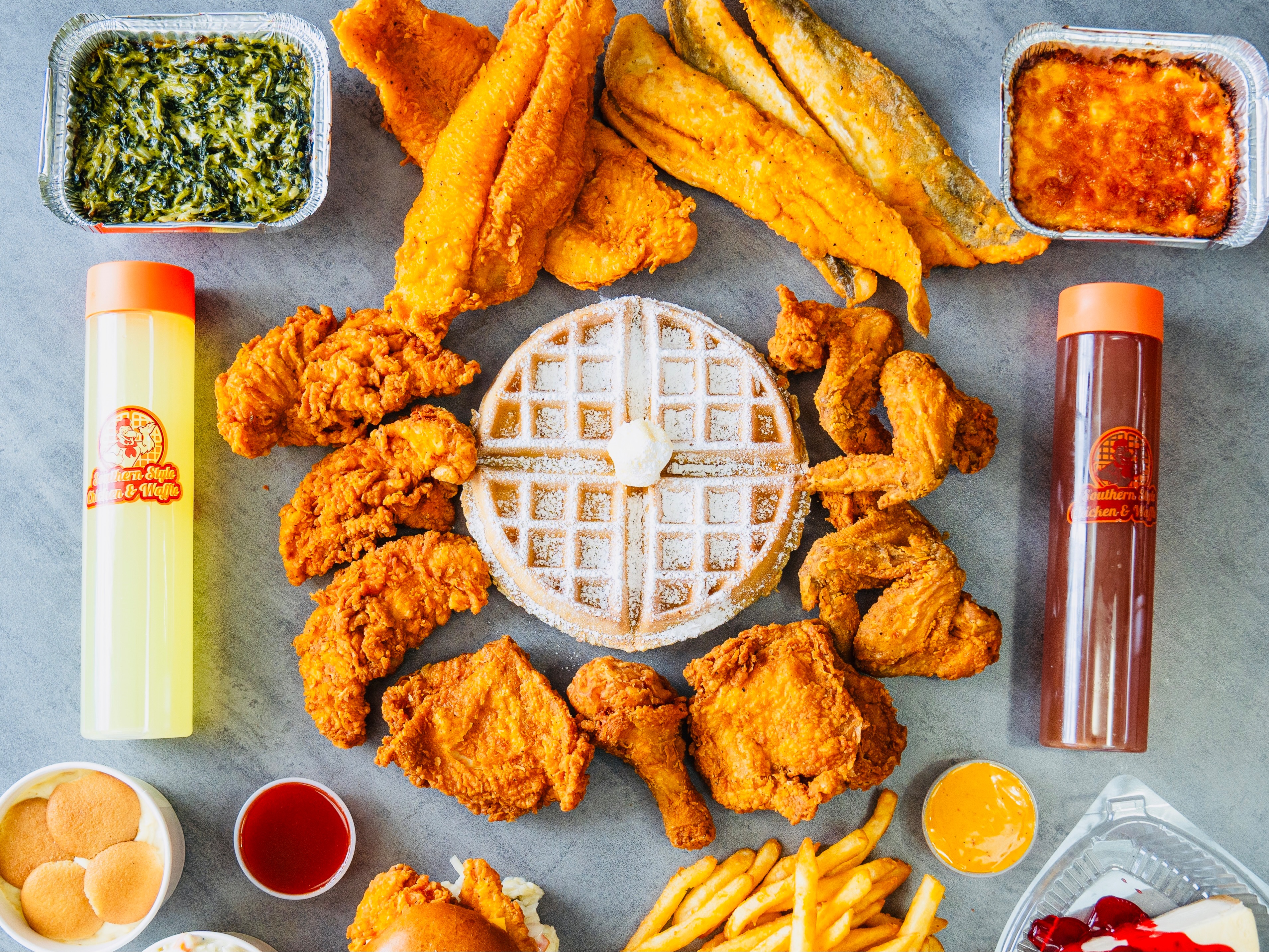 2 Pcs Chicken & 2 Pcs Whiting W/ 1 Side