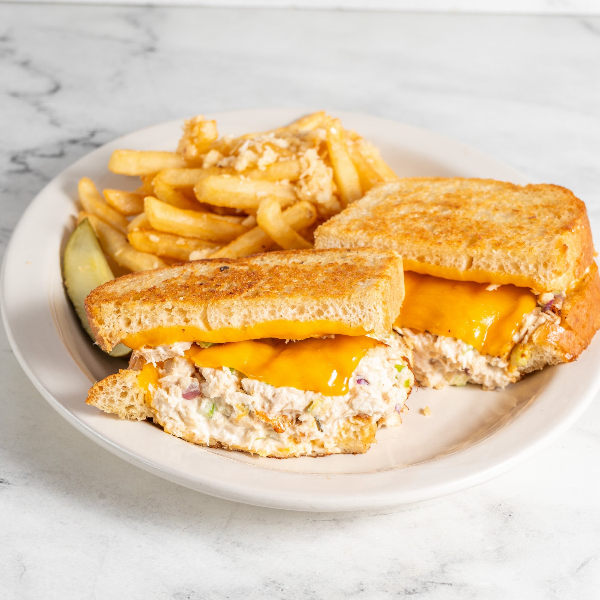 Albacore Tuna Melt sandwich with Cheddar