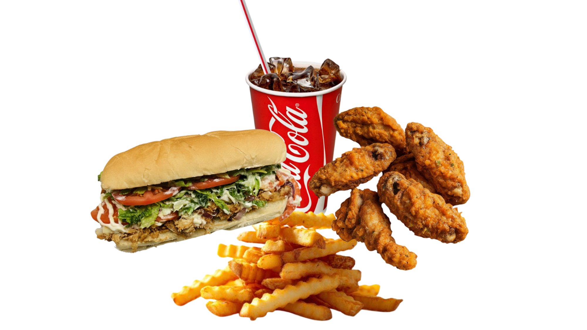 $24 DEAL - 8" Cheesesteak, 5 Wings, Fries & Drink Combo