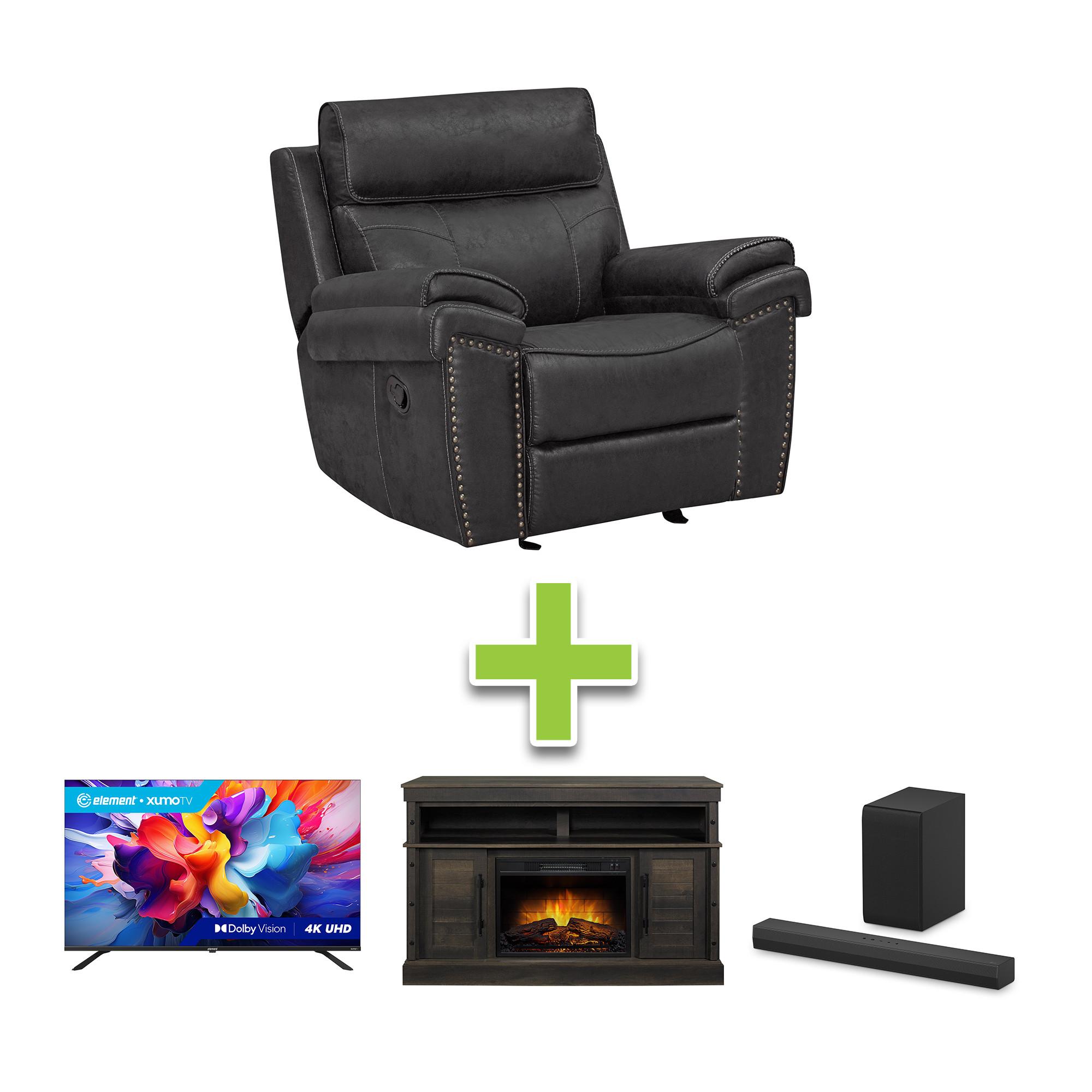 Dublin Recliner w/50" TV + TV Stand & Sound Bar