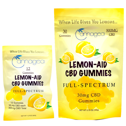 Cannagea Lemon-Aid CBD Gummies – 30mg Full Spectrum Hemp Extract