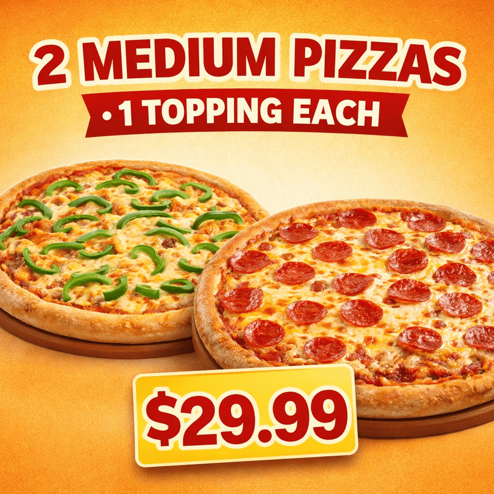 2 Medium Pizzas