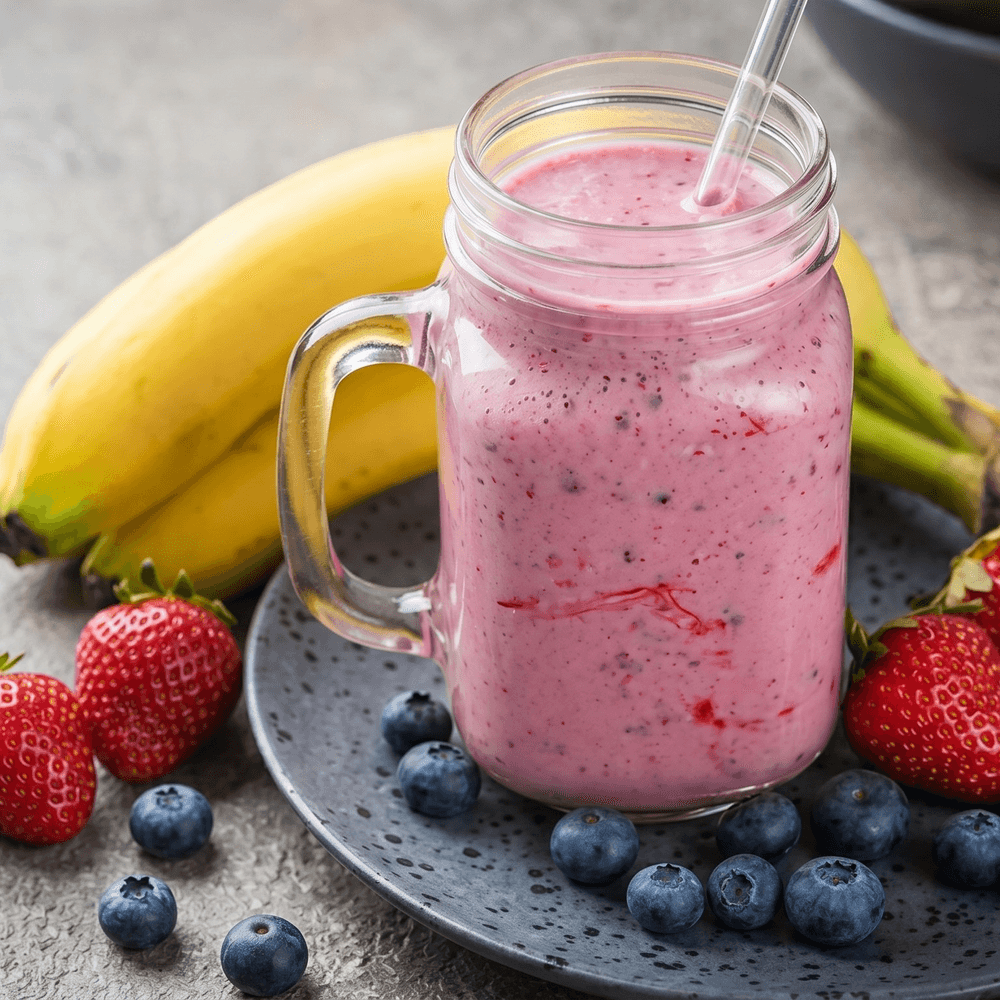 Banana, Strawberry and Blueberry Smoothie