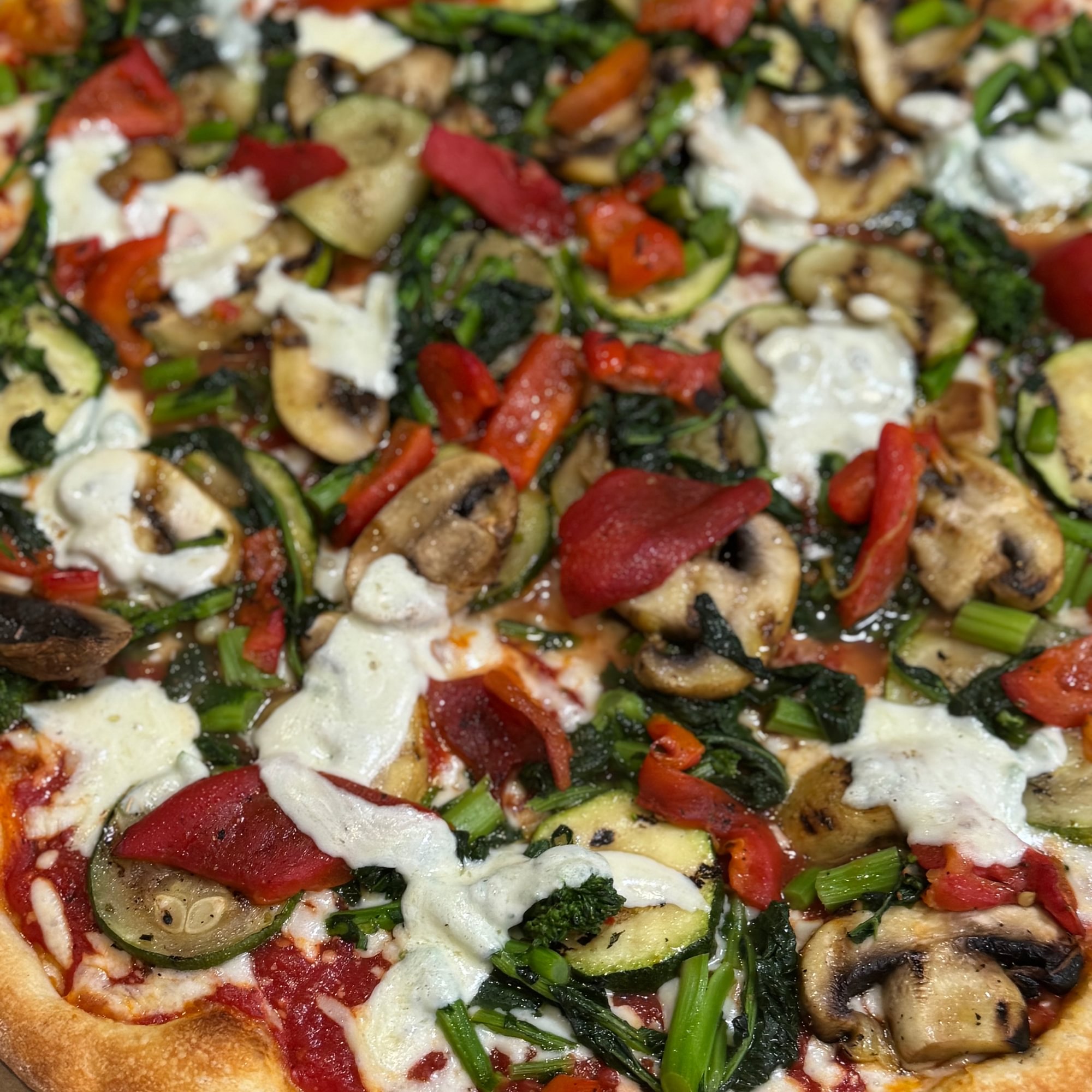 Grilled Vegetables & Broccoli Rabe Pizza