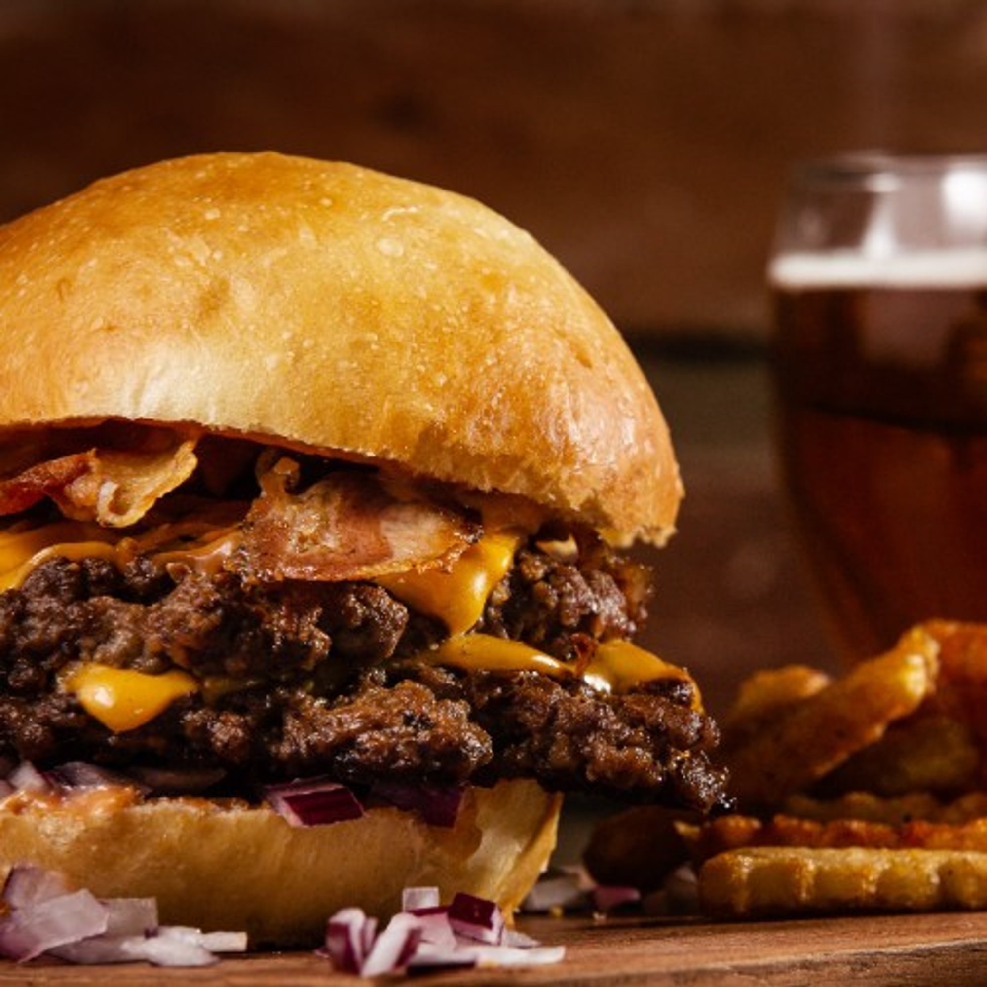 8 Oz Beef Burger Topped with Melted Cheese