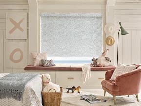 Have a look at these creative Graphic Roller Shades in this child's bedroom. They break  the color monotony of the room, giving it a fresh and fun look.   BudgetBlindsPointLoma   GraphicShades  RollerShades  FreeConsultation  WindowWednesday