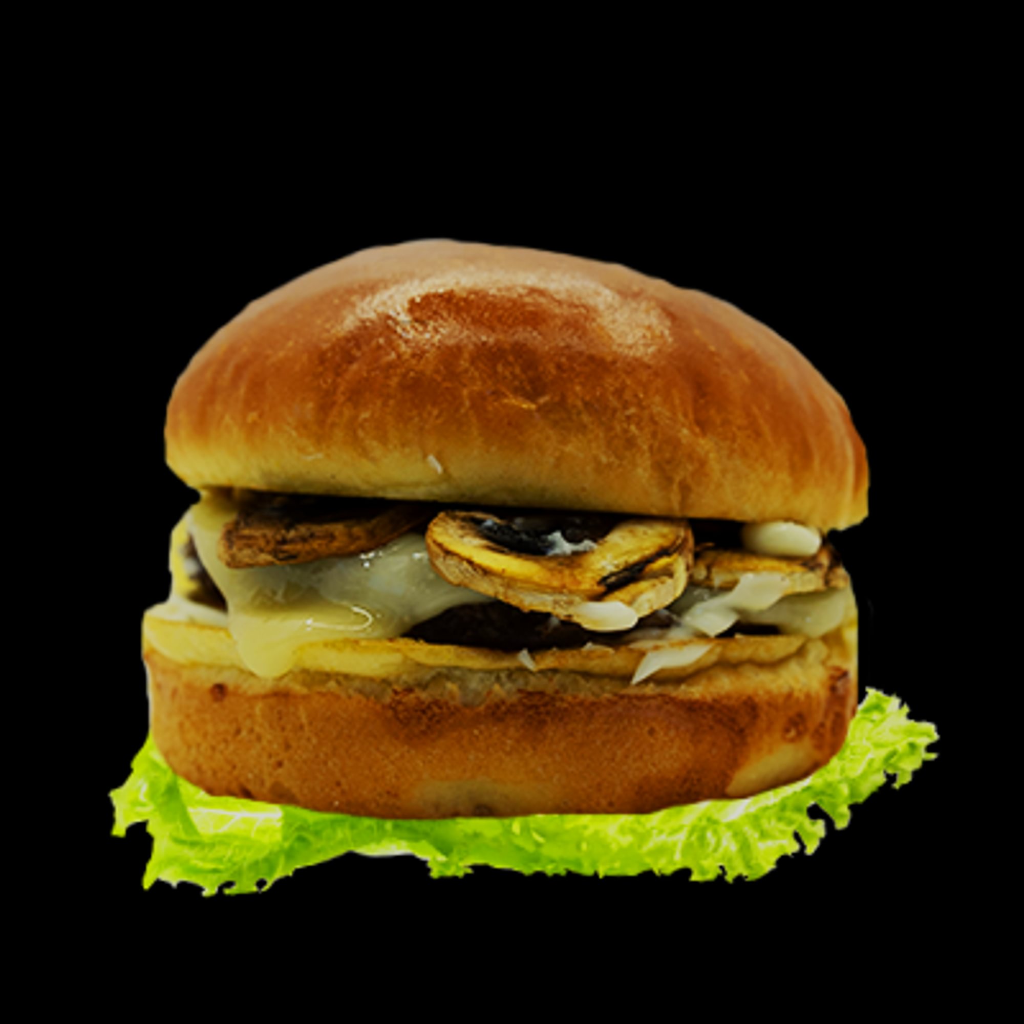 Swiss Mushroom Burger Juicy
