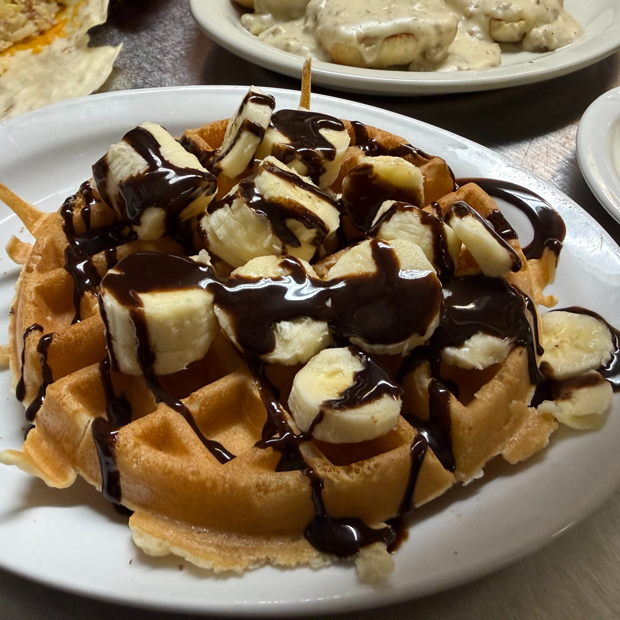 Bananas with Chocolate Waffle