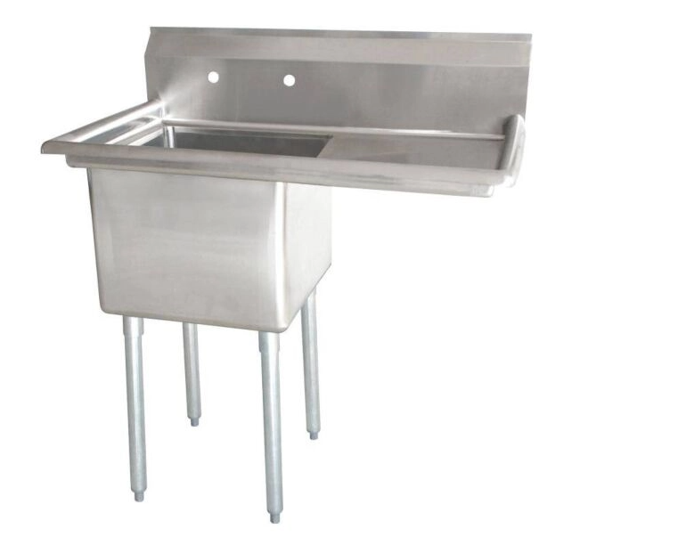 Zanduco 50.5" 18-Gauge Stainless Steel Sink with 3.5" Center Drain and Right Drain Board - 24" x 24"