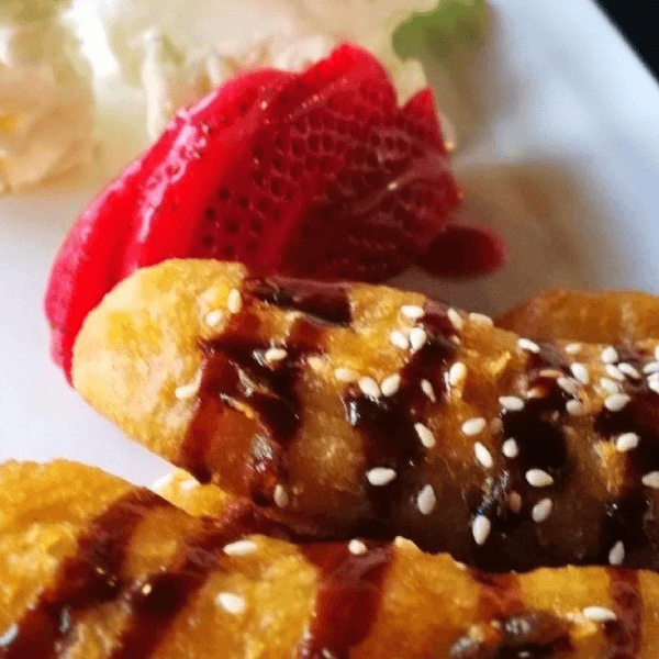 Fried banana with ice cream