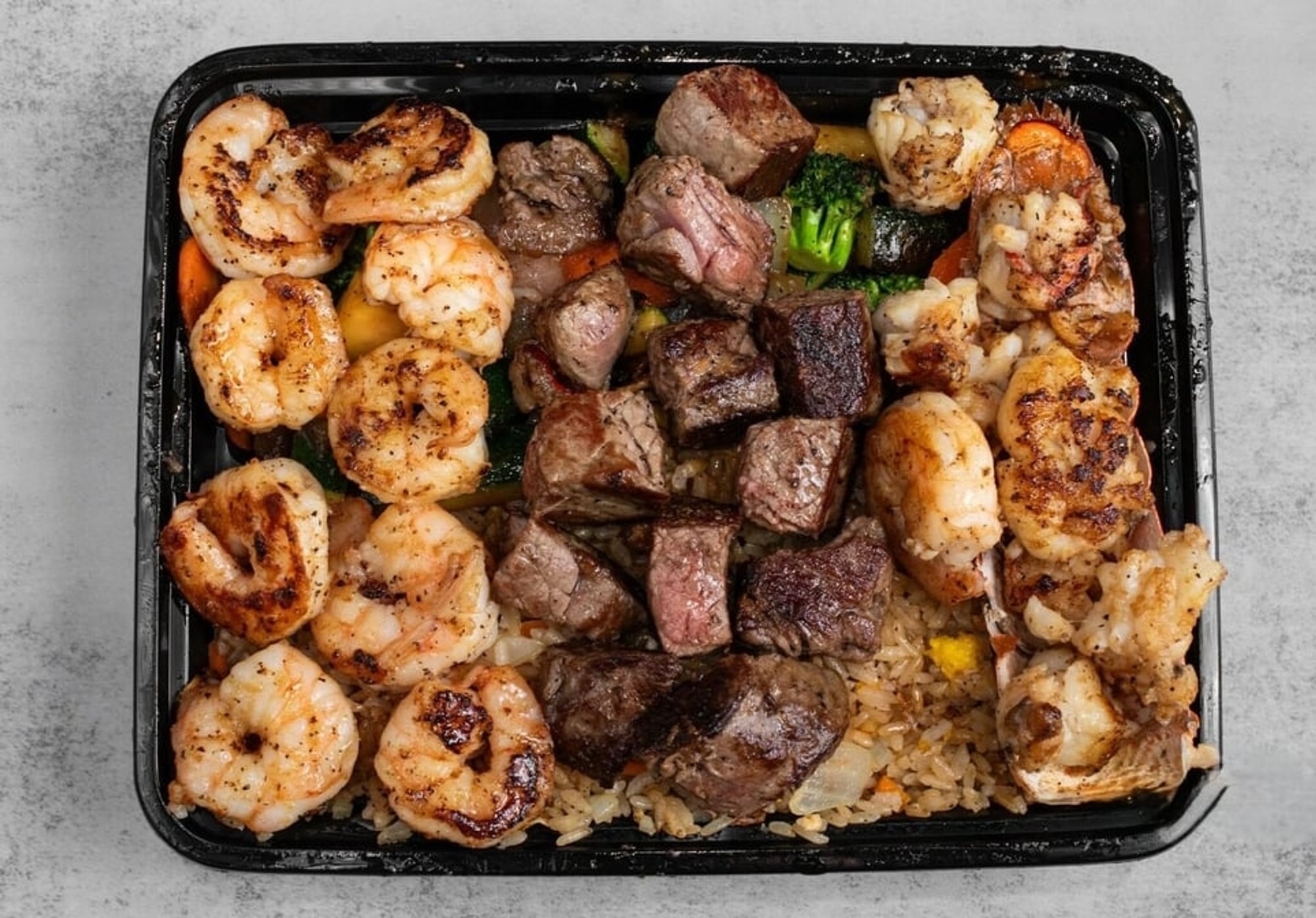 Lobster, New York Steak & Shrimp Combination Plate