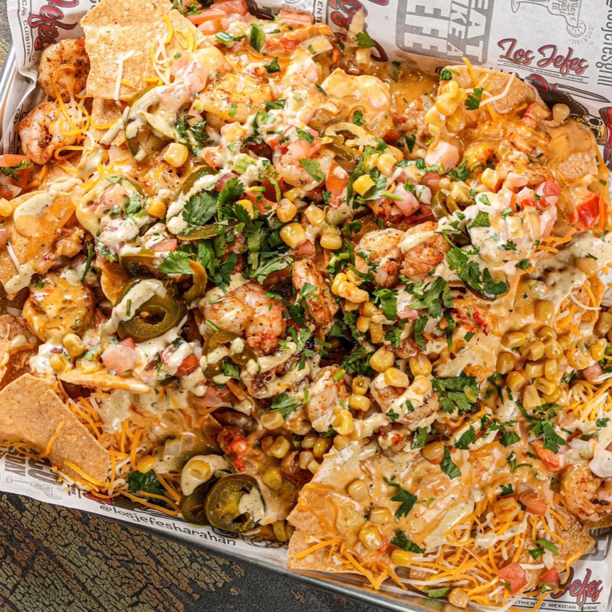 Jefes gulf shrimp & crawfish nachos