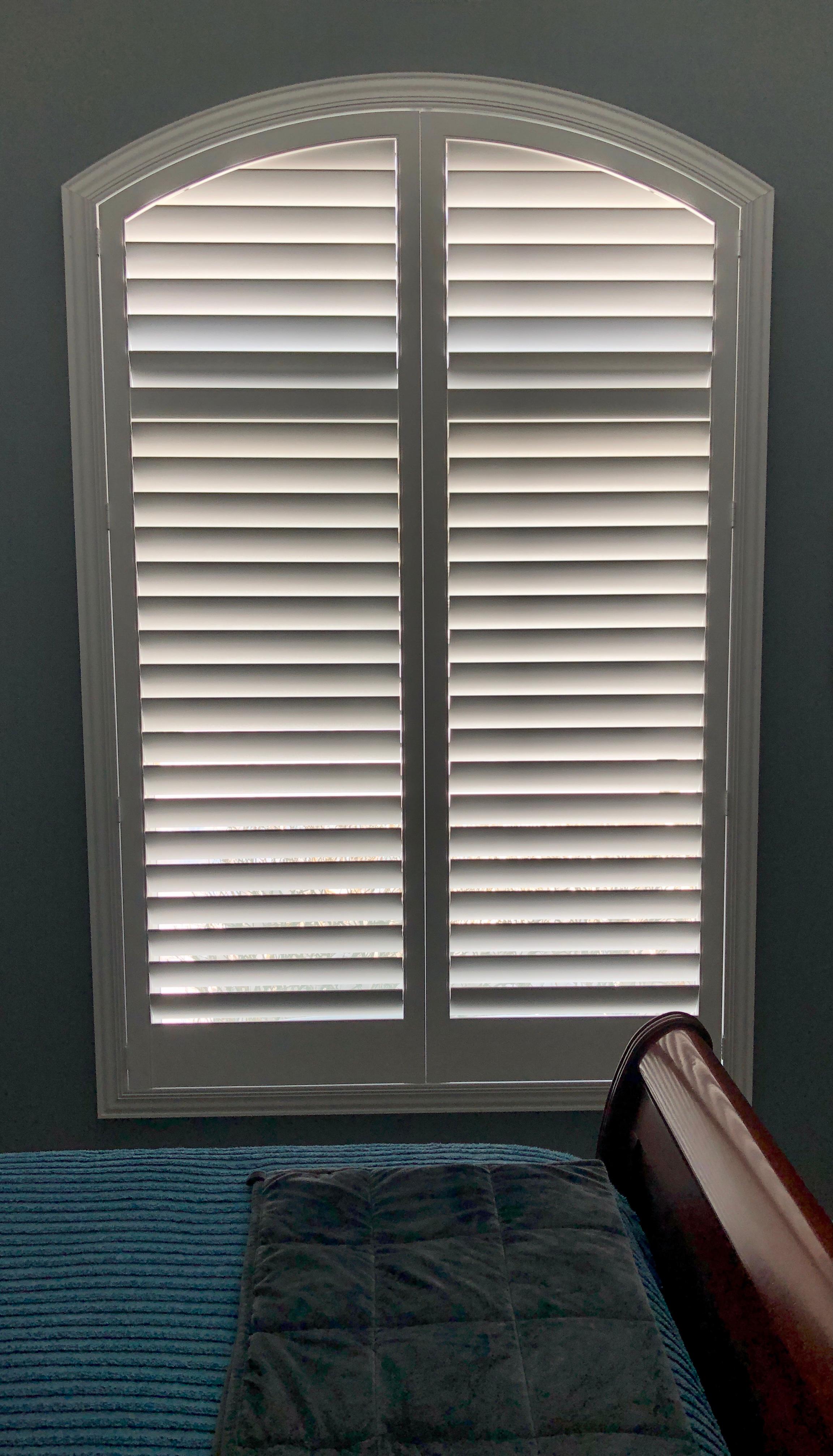 Shutters by Custom Brands Group are versatile and can be customized to fit unique window shapes and doors.