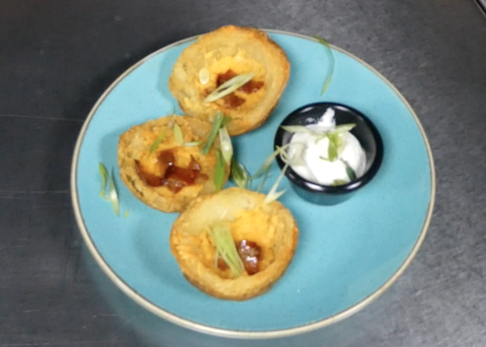 Cheese & Maple Candied Bacon Potato Skins