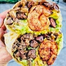 Mar y Tierra (Steak & Shrimp) Burrito Grande