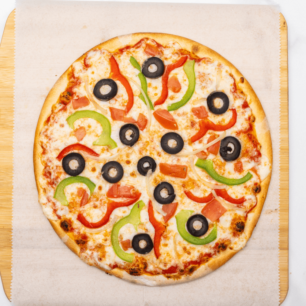 Olive Peppers and Onion Pizza