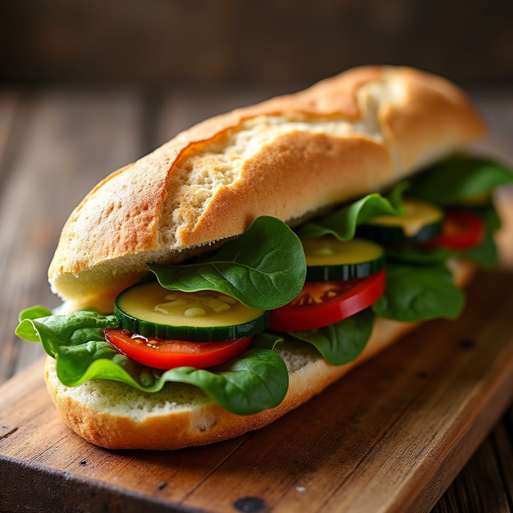 Vegetarian Sandwich on French baguette