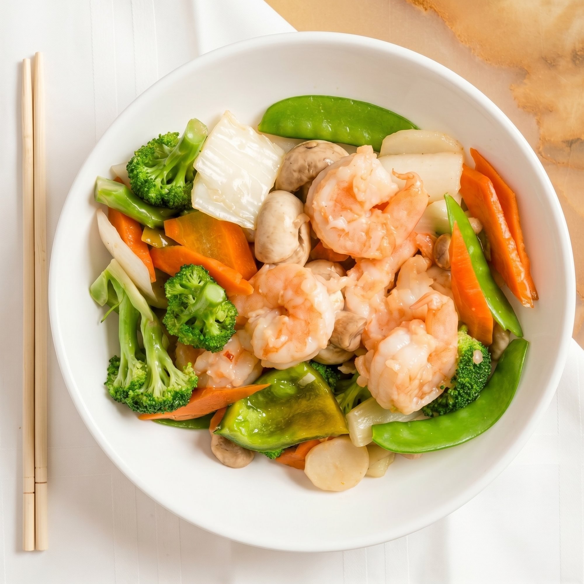 Steam Jumbo Shrimp with Mixed Vegetables