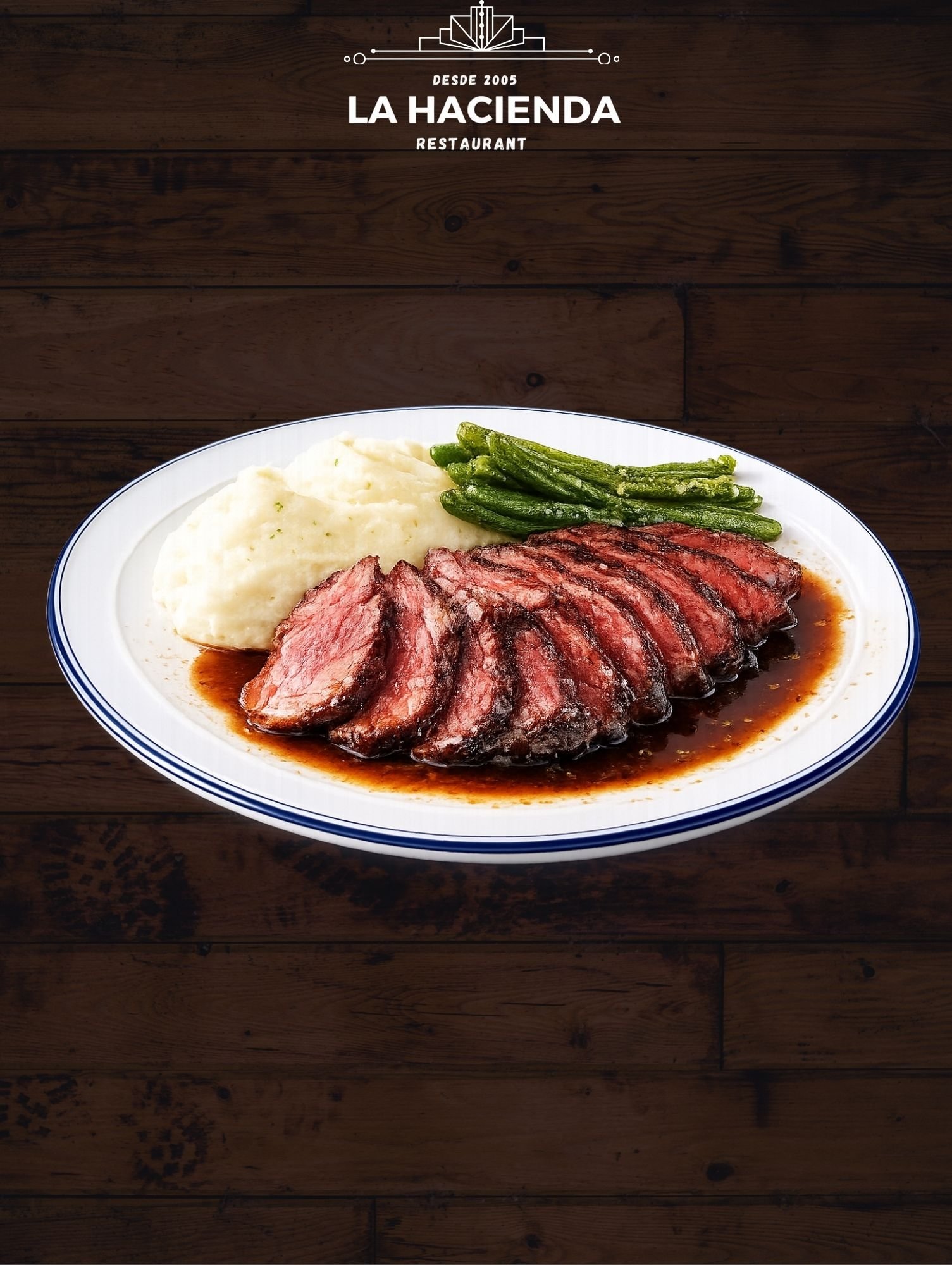 NY Strip with Mashed Potatoes & Green Beans