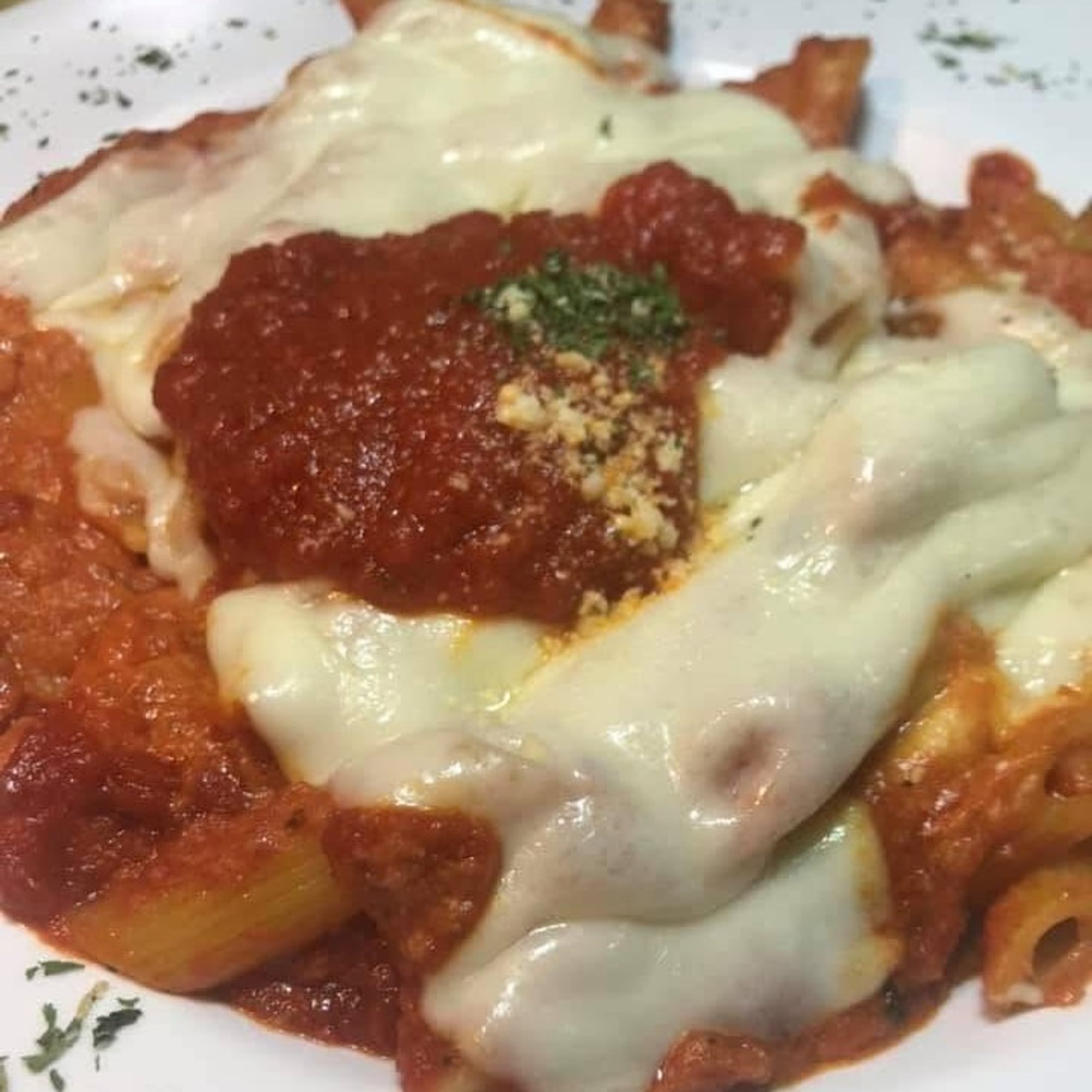 Baked Ziti with Bread & Drink
