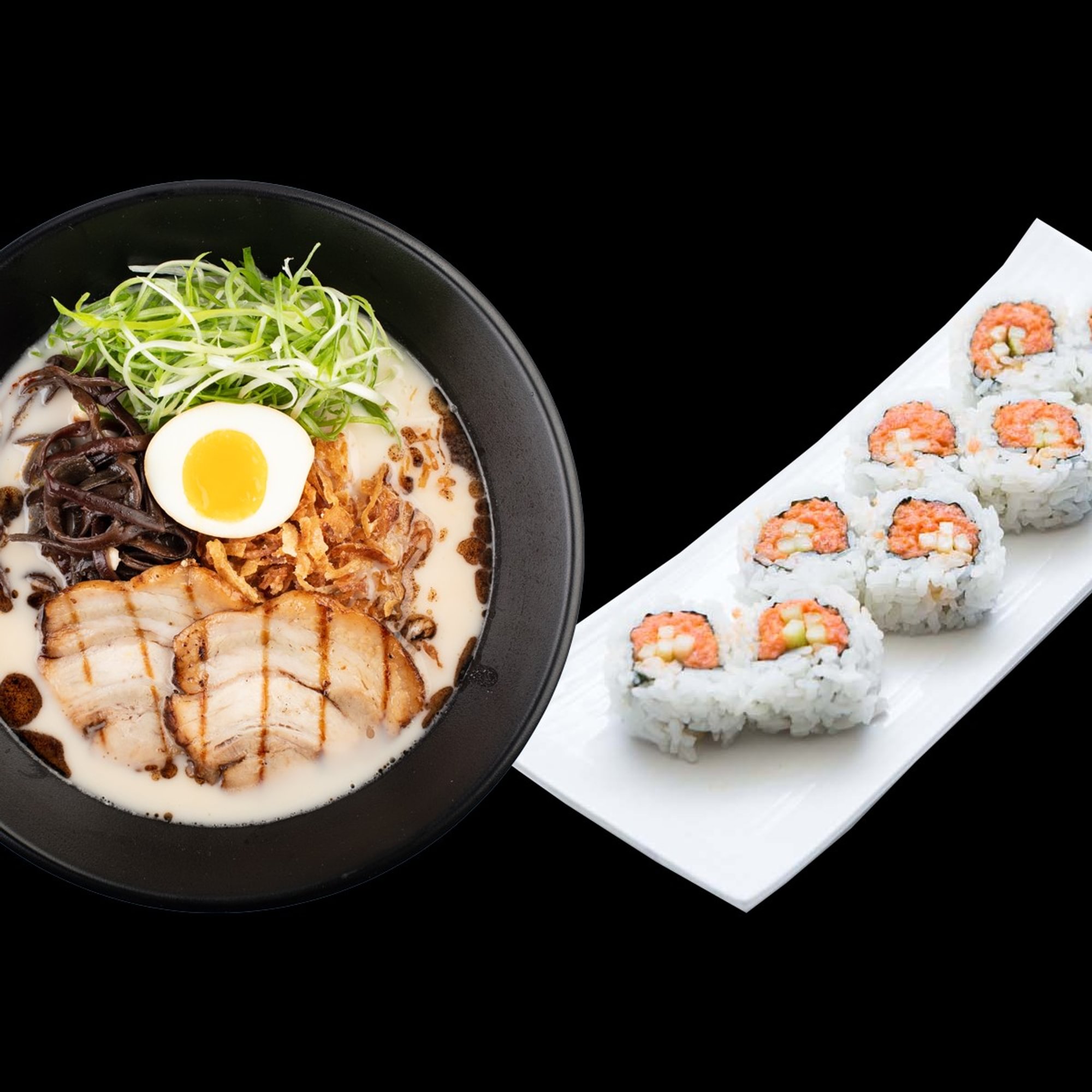 Tonkotsu Ramen & Spicy Tuna Roll (Lunch)