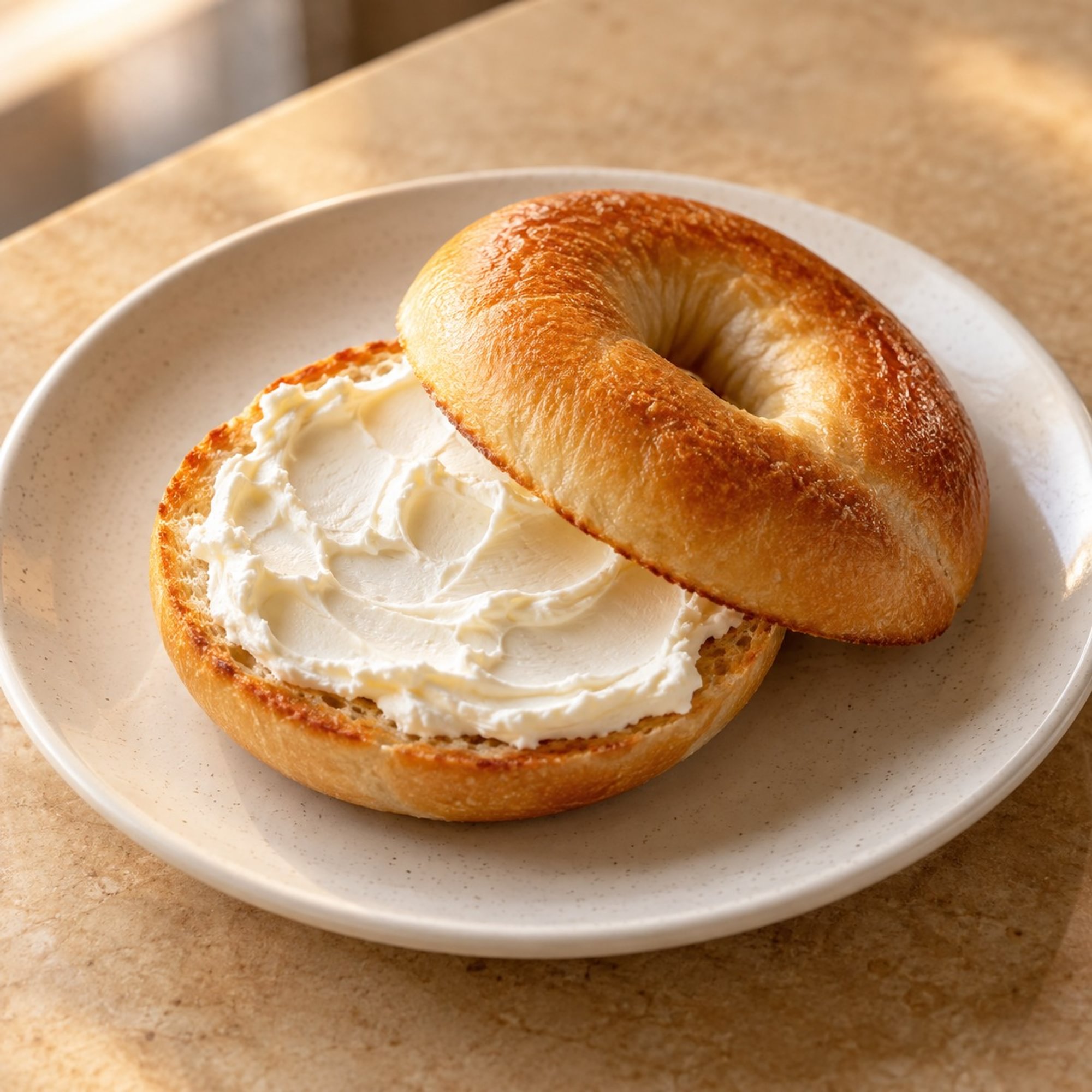 Kids toasted bagel cream cheese