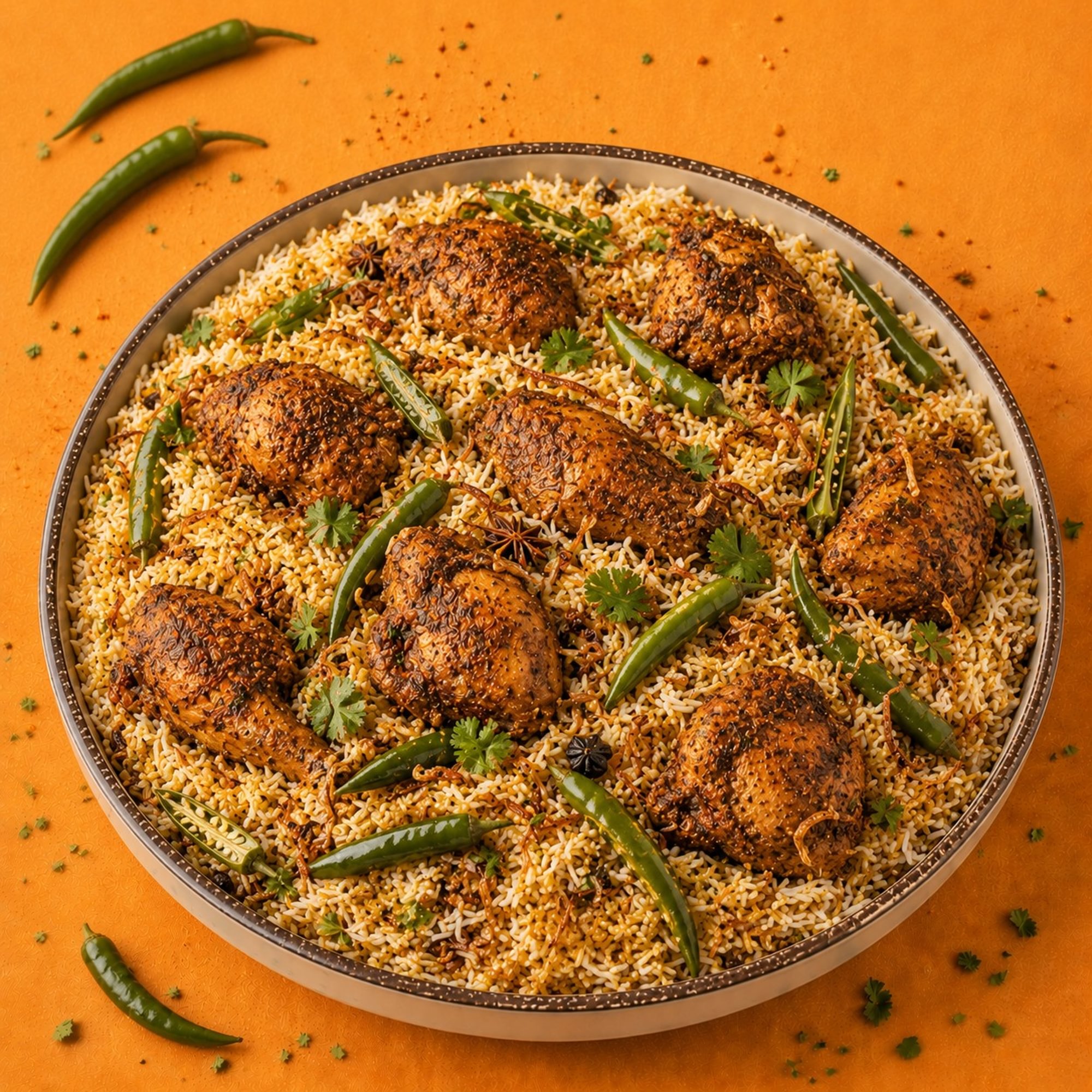 Green Chili Chicken Biryani