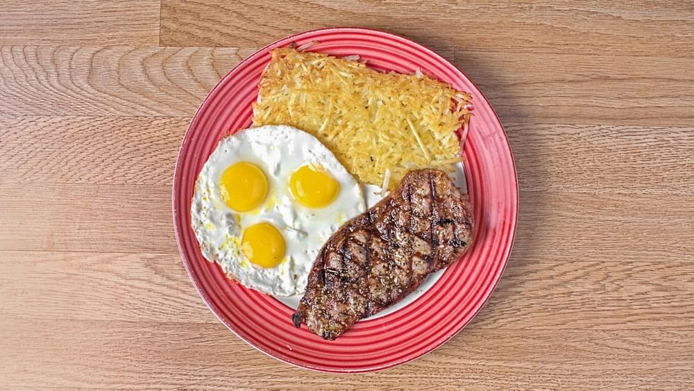 10 Oz New York Steak + 3 Eggs