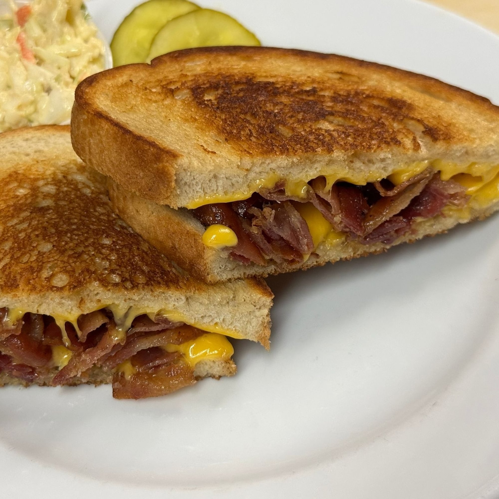 Grilled Cheddar with Bacon Sandwich
