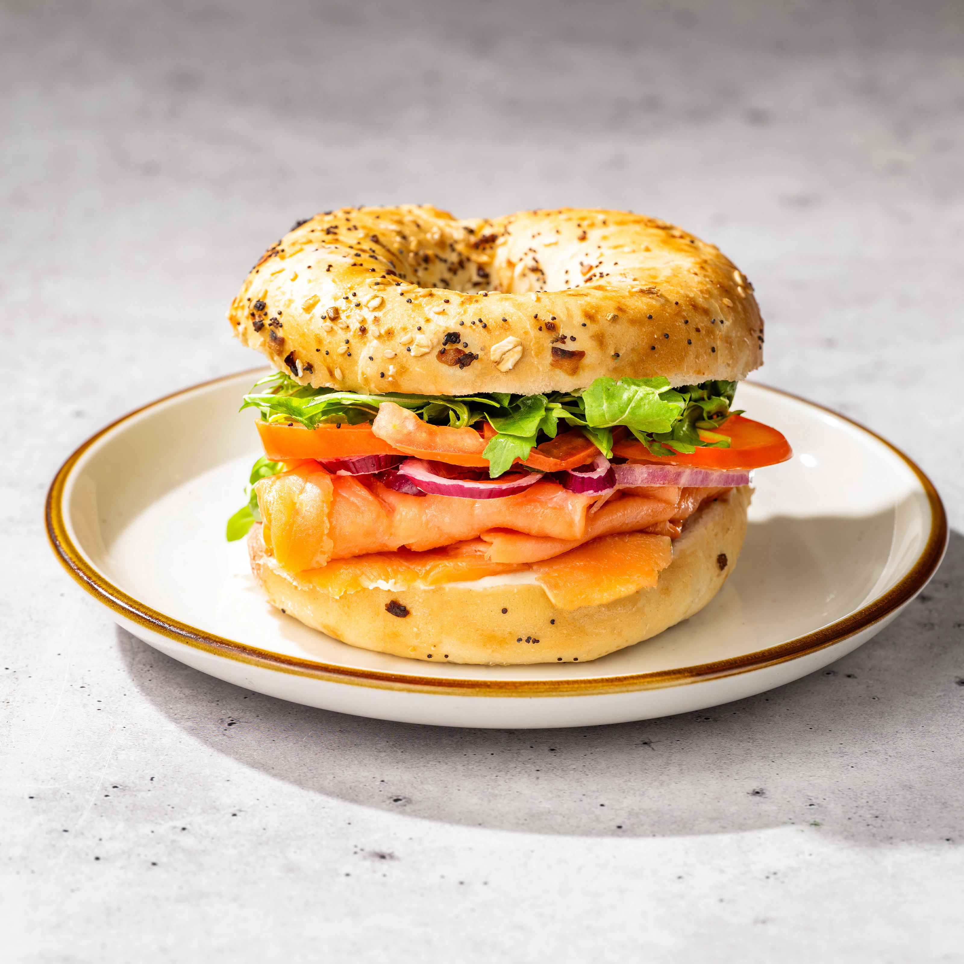 Smoked Salmon Everything Bagel Sandwich*