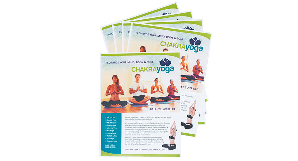 Yoga flyers on white background