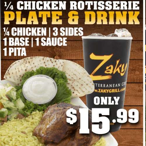 Chicken Rotisserie Plate & Drink