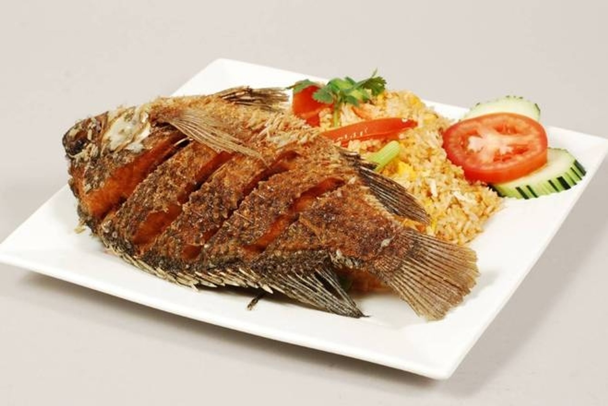 Combo #5 Fried Rice with Deep Fried Tilapia
