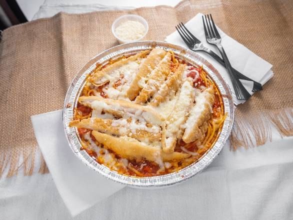 Spaghetti with chicken parmigiana