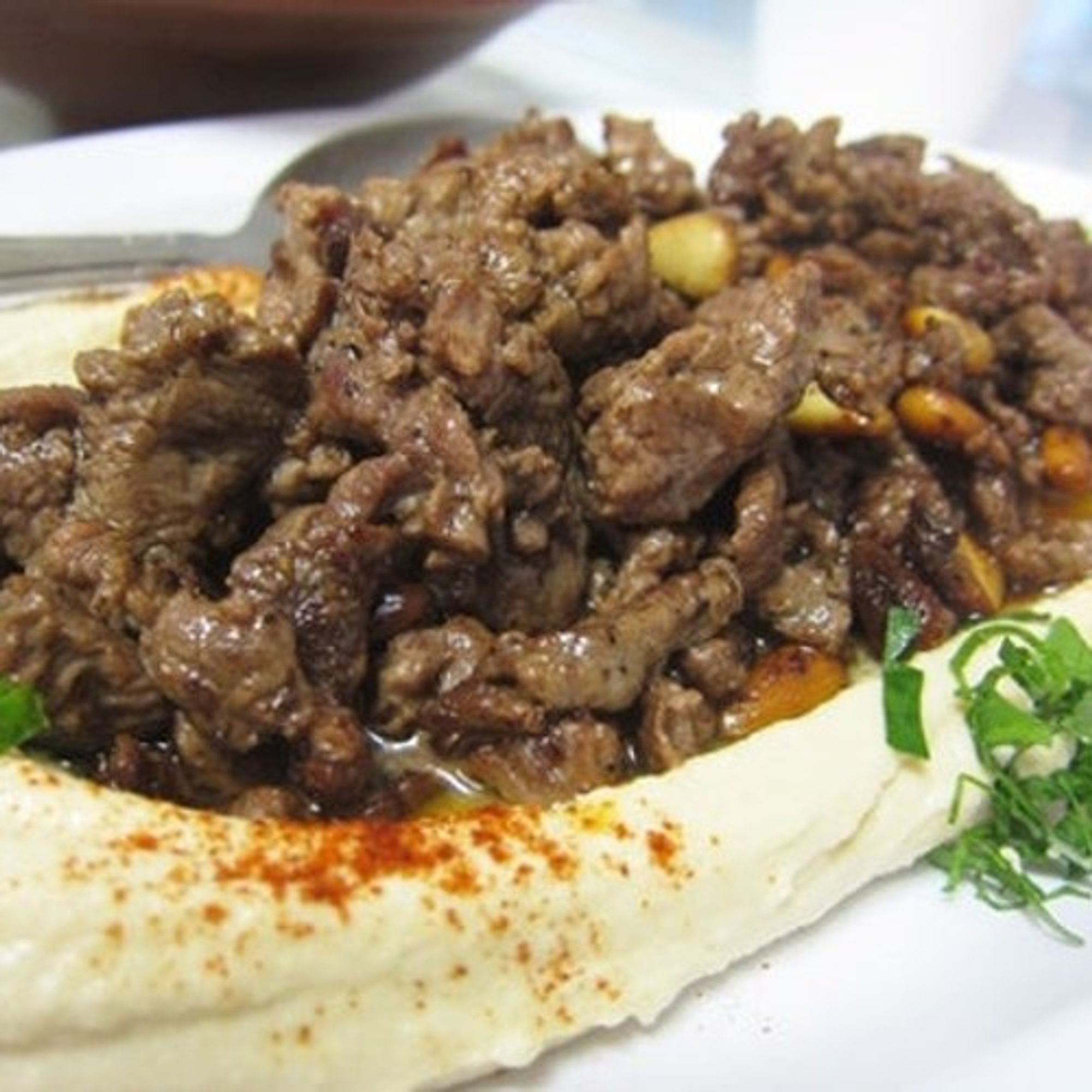 23 Hummus with Sautéed Lamb