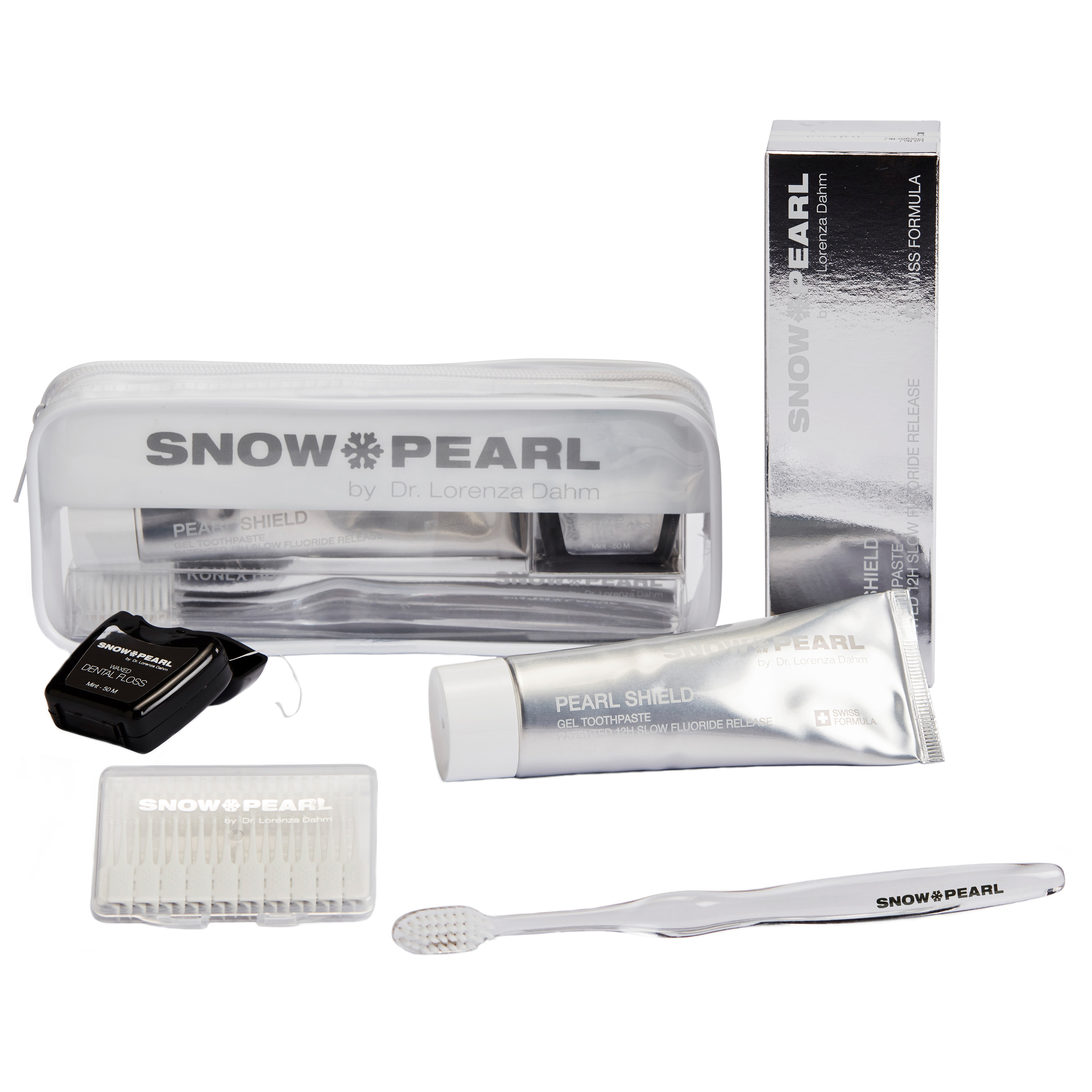 Travel Kit mit PEARL SHIELD Gel Zahnpasta Weiss
