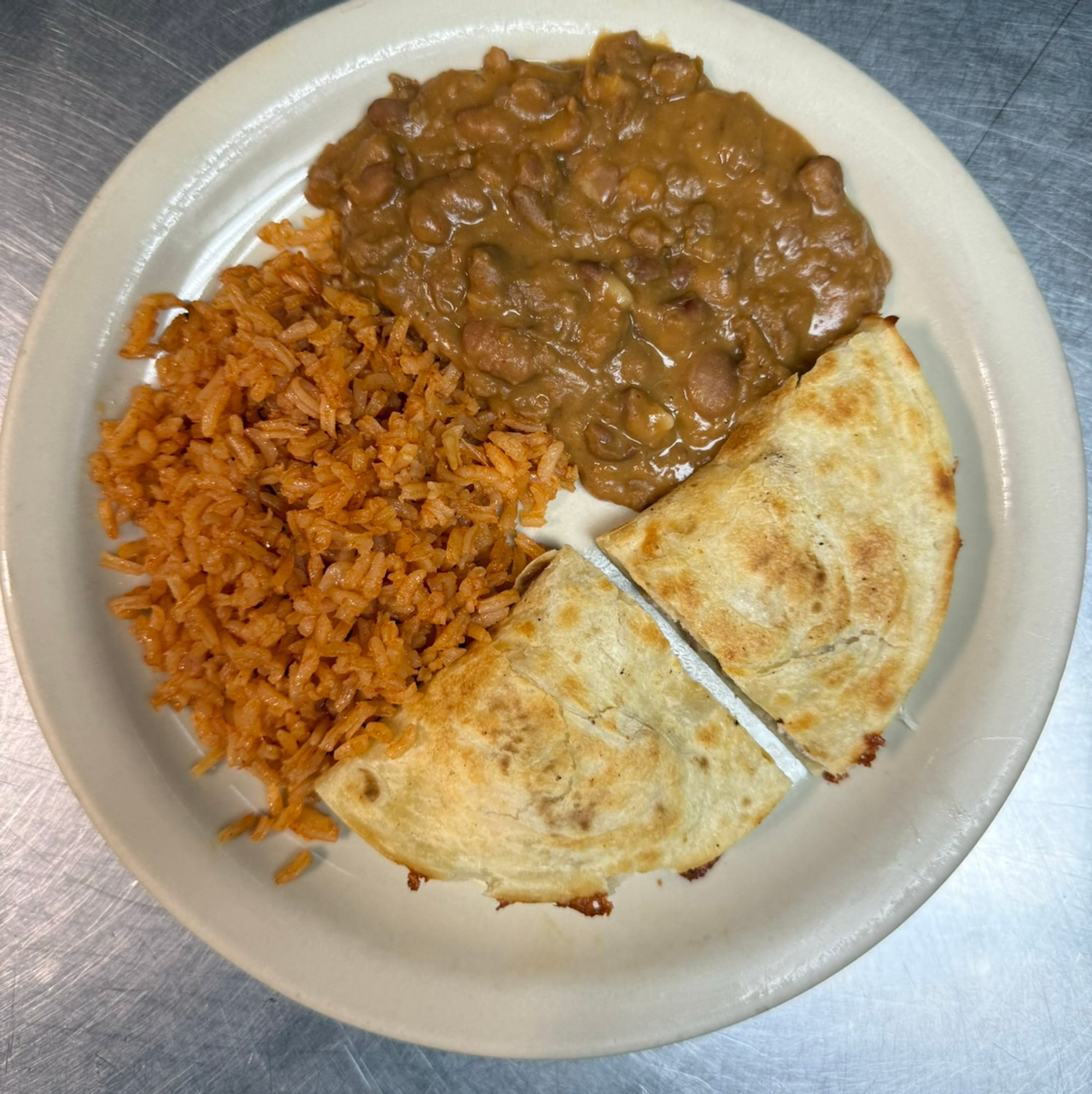 Kids Cheese Quesadilla with Rice & Beans