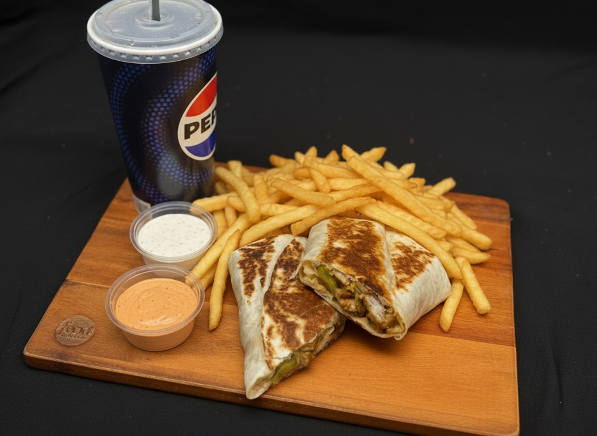 Chicken wrap w/ fries & Drink